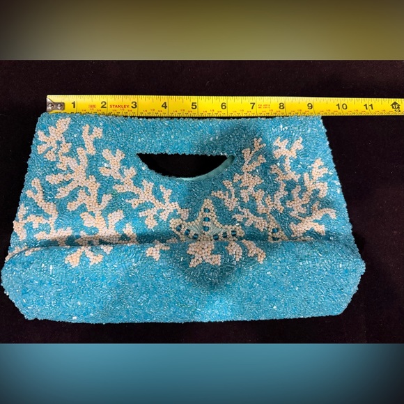Moyna Turquoise and Cream Beaded Clutch - Picture 7 of 13